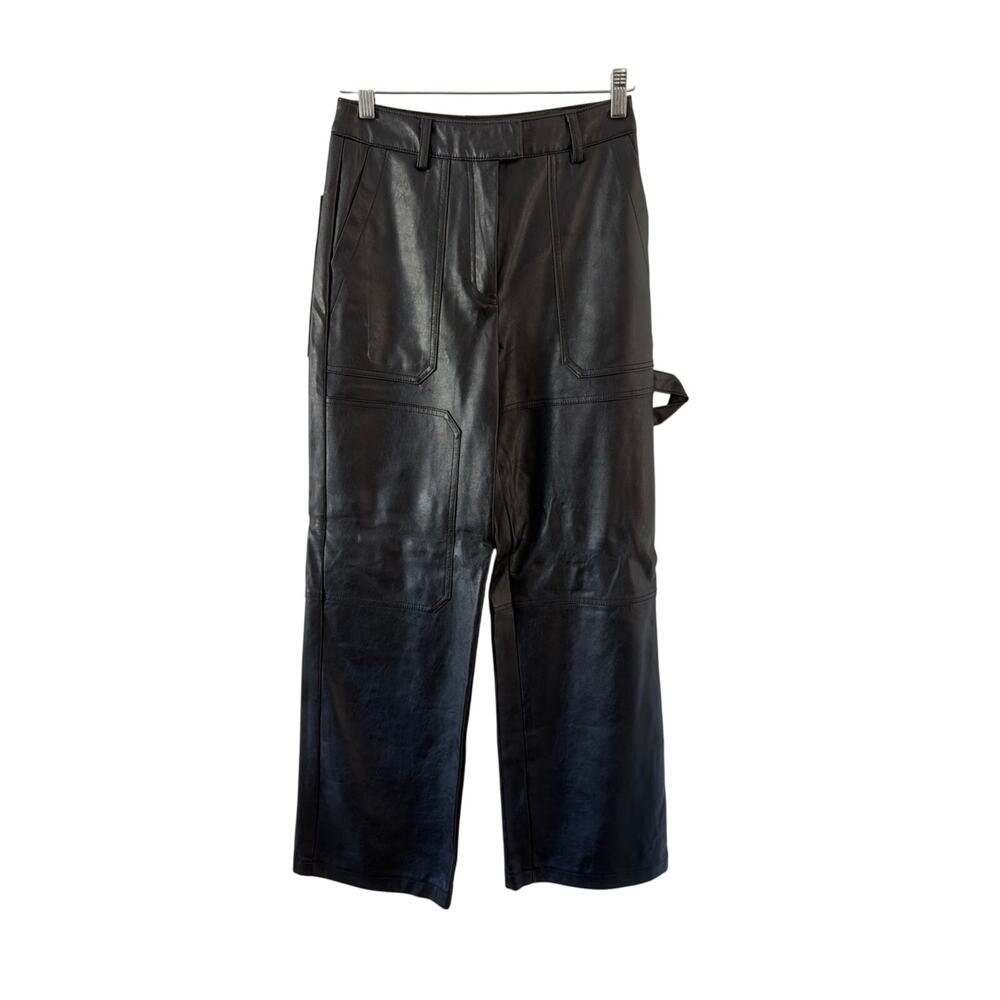 Forever 21 Black Faux Leather Pants Carpenter Wide Leg Size Small